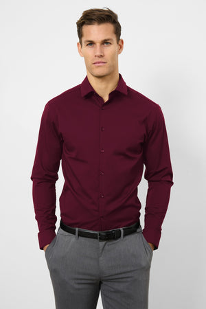 Athletic Fit Dress Shirt in Burgundy - TAILORED ATHLETE - USA