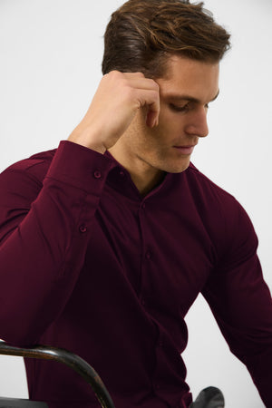 Athletic Fit Dress Shirt in Burgundy - TAILORED ATHLETE - USA