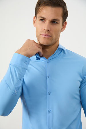 Athletic Fit Dress Shirt in Mid Blue - TAILORED ATHLETE - USA