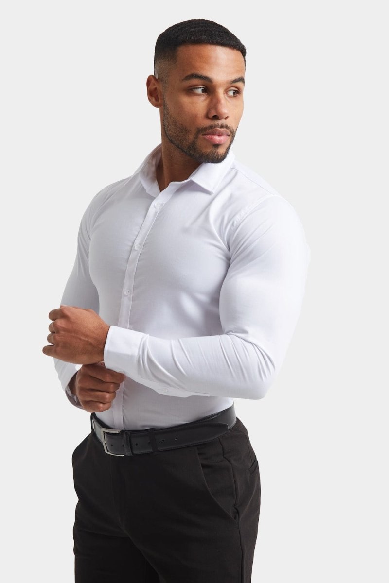 Athletic Fit Dress Shirt in White - TAILORED ATHLETE - USA