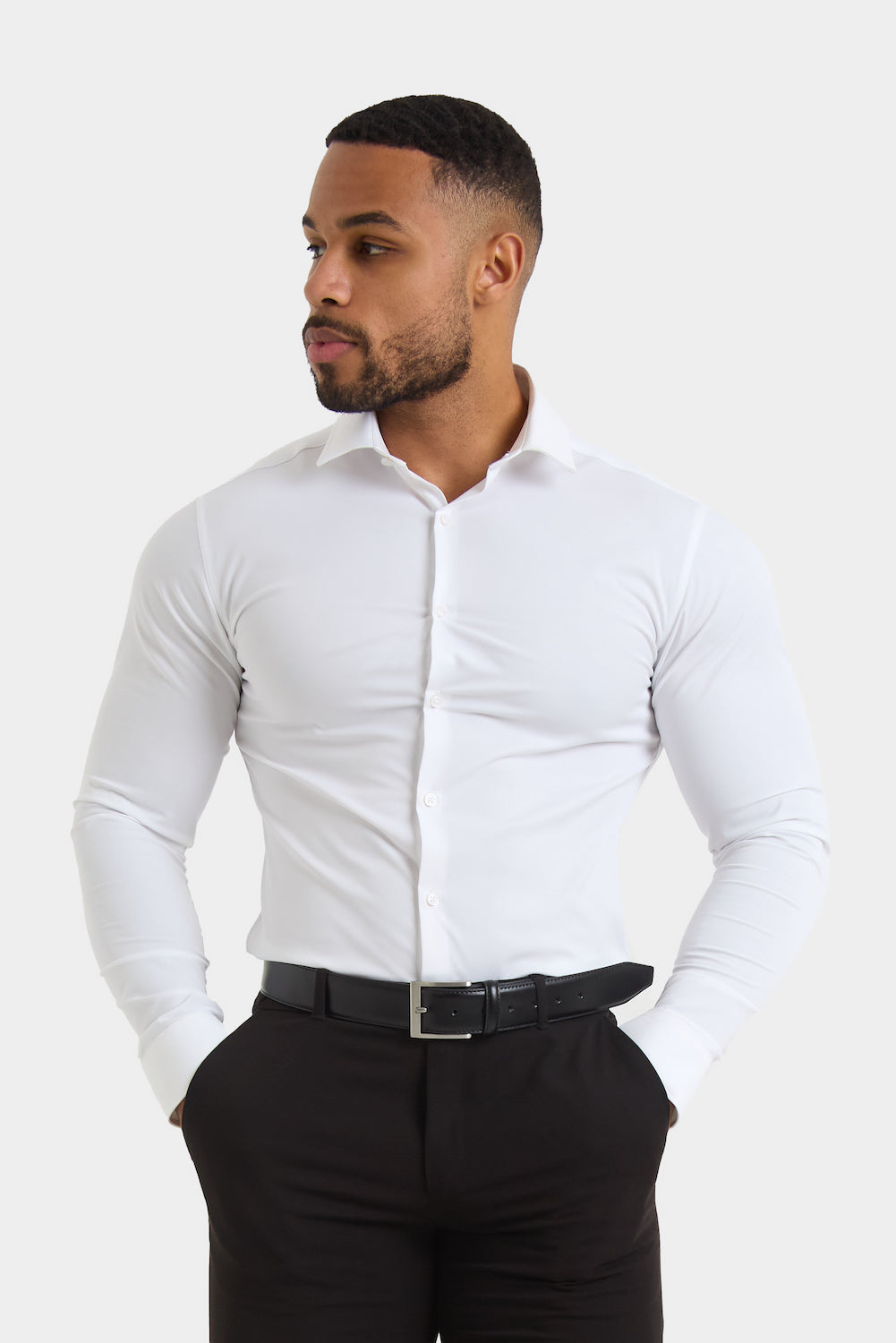 Athletic Fit Dress Shirt in White - TAILORED ATHLETE - USA