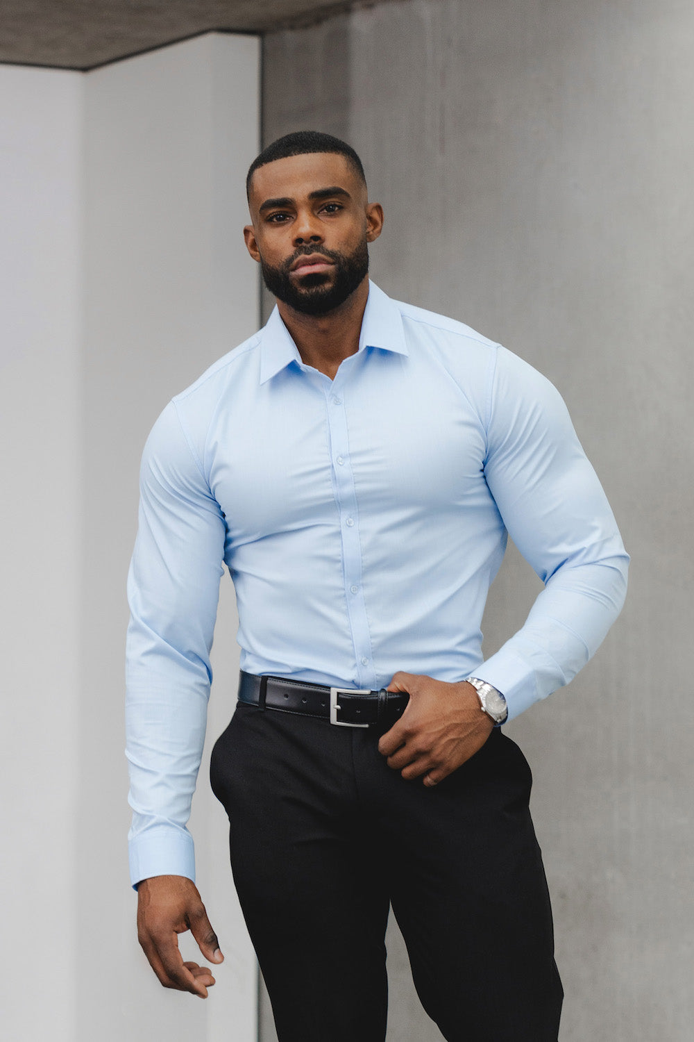 Casual Men's Muscle Fit Dress Shirts Short Sleeve Athletic Fit