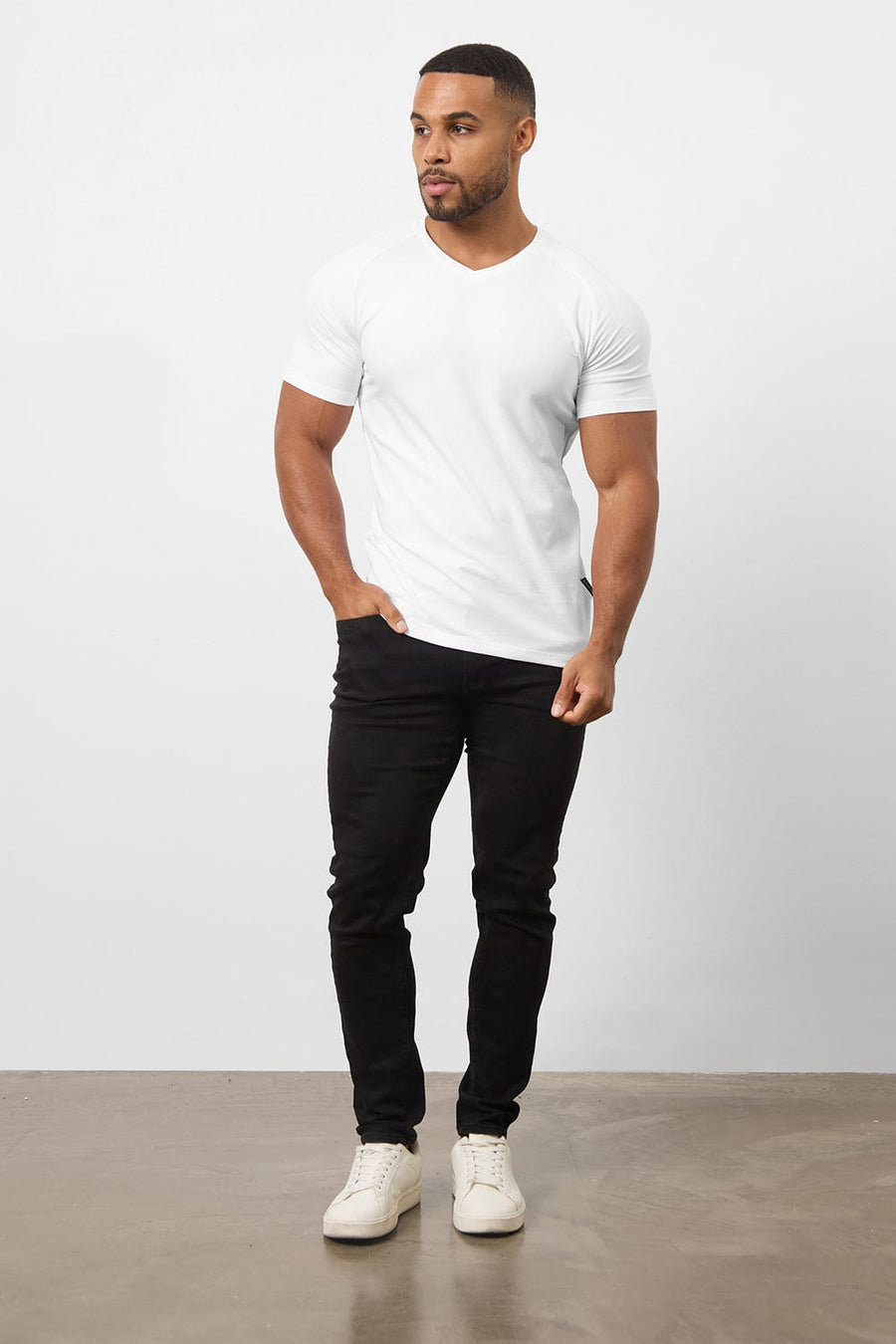 Premium Athletic Fit V-Neck in White - TAILORED ATHLETE - USA