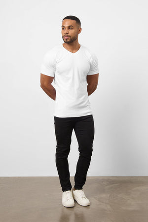 Premium Athletic Fit V-Neck in White - TAILORED ATHLETE - USA