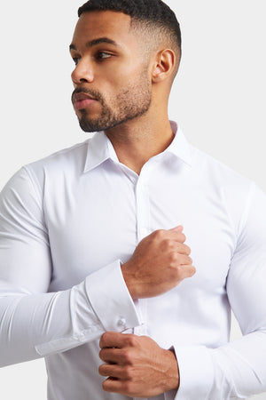 Athletic Fit Double Cuff Shirt in White - TAILORED ATHLETE - USA