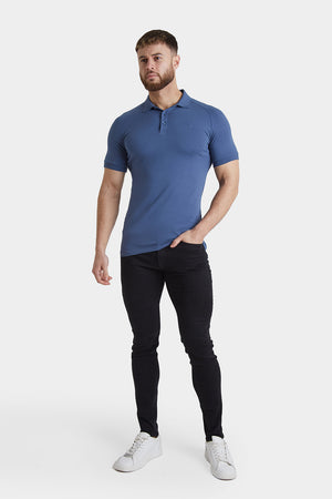 Athletic Fit Polo Shirt in Denim Blue - TAILORED ATHLETE - USA
