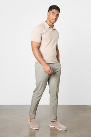 Athletic Fit Cotton Stretch Chino Pants in Soft Khaki - TAILORED ATHLETE - USA