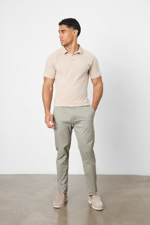 Athletic Fit Cotton Stretch Chino Pants in Soft Khaki - TAILORED ATHLETE - USA