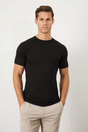 7 Pack Athletic Fit Crew Neck T-Shirt in Black - TAILORED ATHLETE - USA