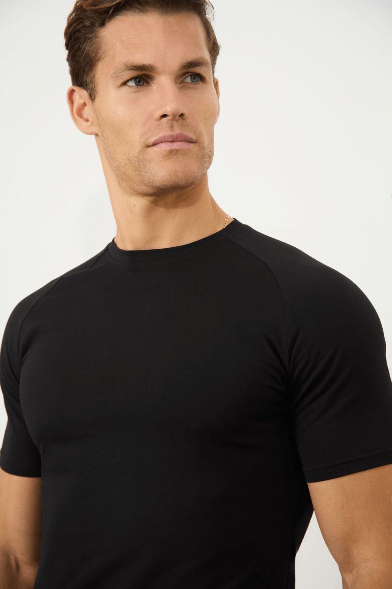 7 Pack Athletic Fit Crew Neck T-Shirt in Black - TAILORED ATHLETE - USA