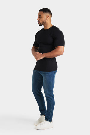 Longer Sleeve Athletic Fit T-Shirt in Black - TAILORED ATHLETE - USA