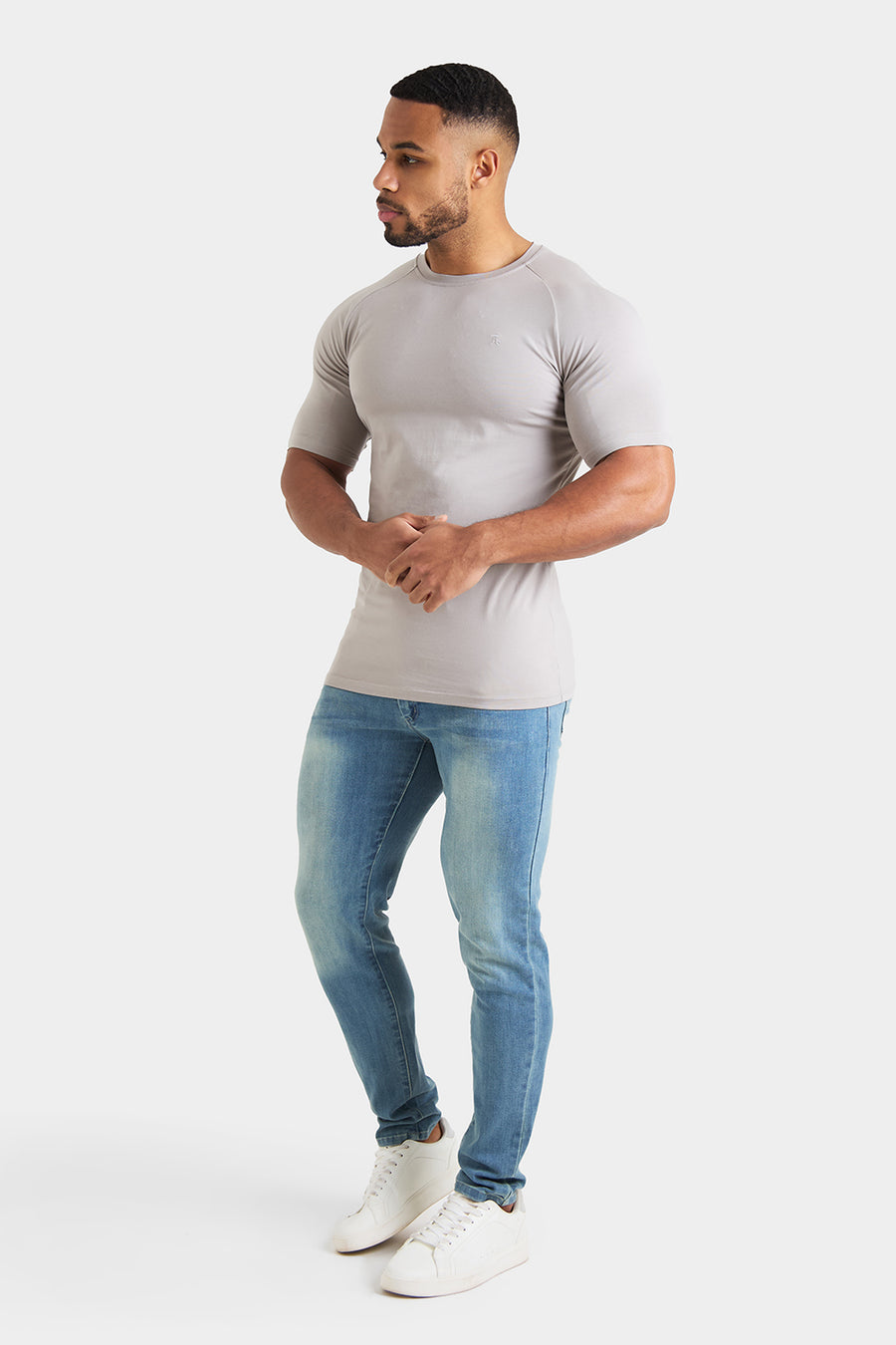 Longer Sleeve Athletic Fit T-Shirt in Mole - TAILORED ATHLETE - USA