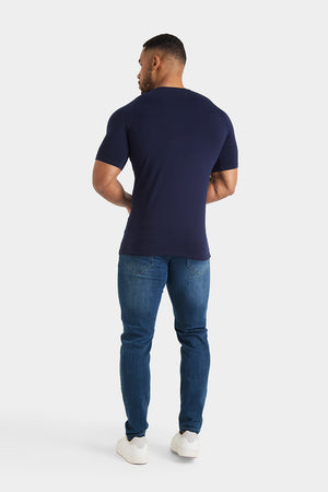 Longer Sleeve Athletic Fit T-Shirt in True Navy - TAILORED ATHLETE - USA