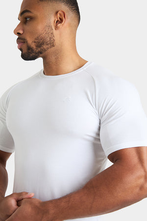 Longer Sleeve Athletic Fit T-Shirt in White - TAILORED ATHLETE - USA
