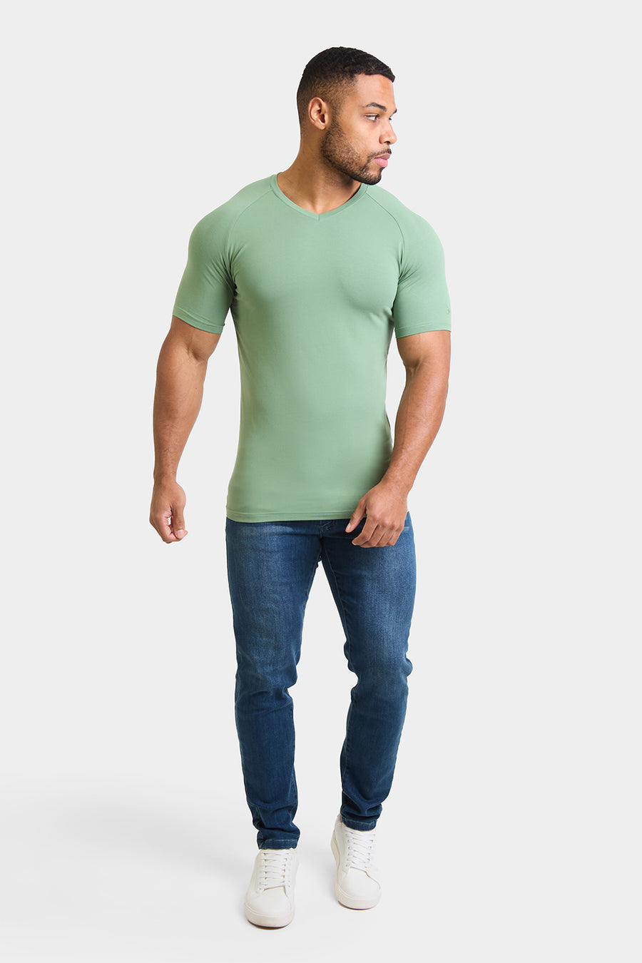 Athletic Fit V-Neck in Soft Sage - TAILORED ATHLETE - USA