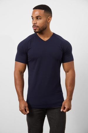 Premium Athletic Fit V-Neck in True Navy - TAILORED ATHLETE - USA