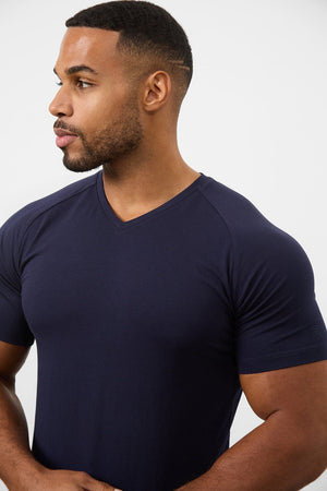 Premium Athletic Fit V-Neck in True Navy - TAILORED ATHLETE - USA