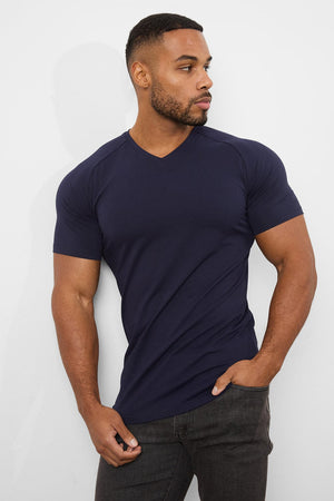 Premium Athletic Fit V-Neck in True Navy - TAILORED ATHLETE - USA