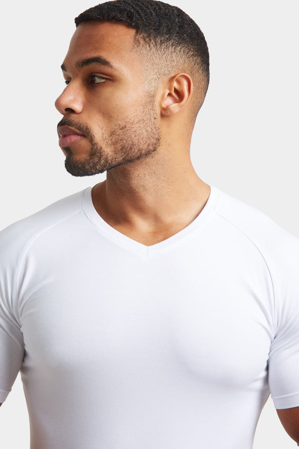 Padded Muscle Shirt - V neck (White)