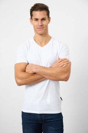 Premium Athletic Fit V-Neck in White - TAILORED ATHLETE - USA