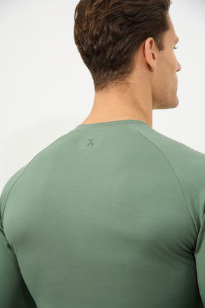 Long Sleeve Everyday Henley T-Shirt in Sage Green - TAILORED ATHLETE - USA