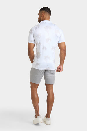 Printed Polo Shirt in White Faded Palms - TAILORED ATHLETE - USA