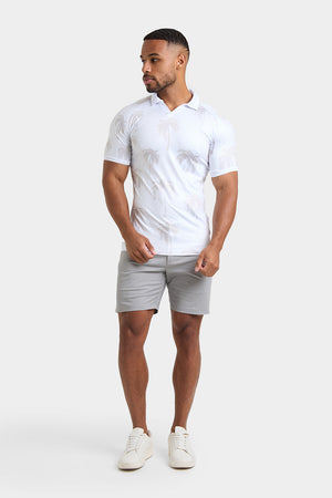 Printed Polo Shirt in White Faded Palms - TAILORED ATHLETE - USA