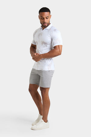 Printed Polo Shirt in White Faded Palms - TAILORED ATHLETE - USA