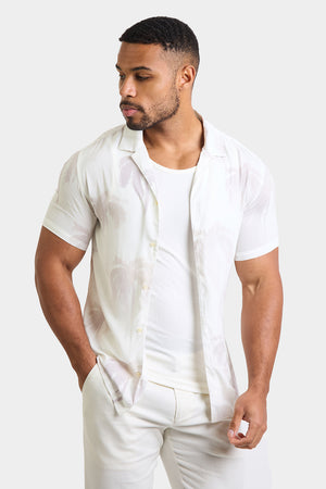 Printed Shirt in Stone Faded Palm - TAILORED ATHLETE - USA