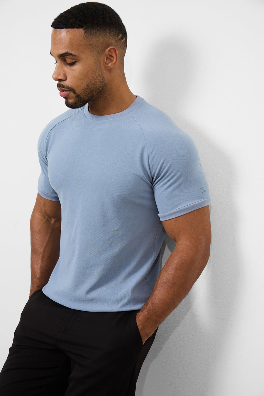 Textured Fashion T-Shirt in Slate Blue - TAILORED ATHLETE - USA