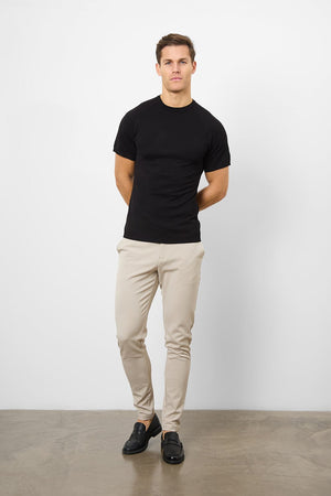 Fine Gauge Knitted T-Shirt in Black - TAILORED ATHLETE - USA