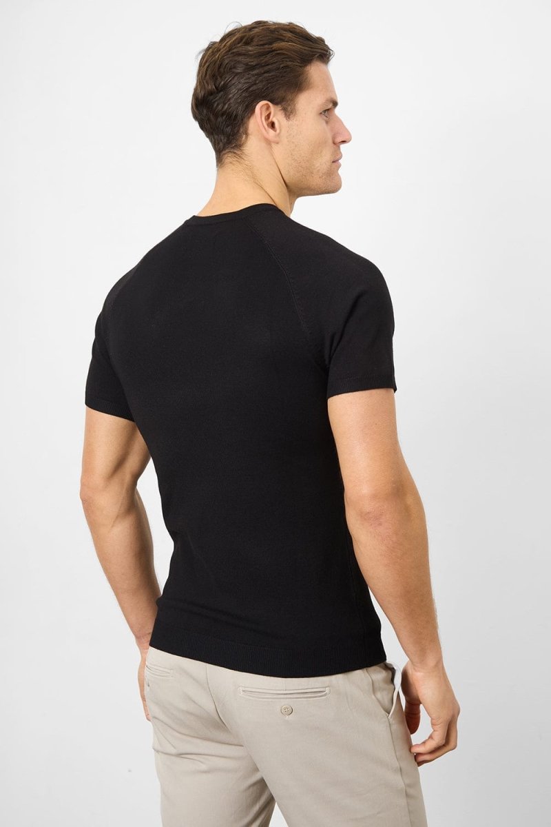 Fine Gauge Knitted T-Shirt in Black - TAILORED ATHLETE - USA