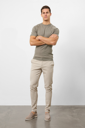 Fine Gauge Knitted T-Shirt in Soft Sage - TAILORED ATHLETE - USA