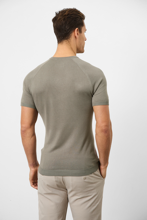 Fine Gauge Knitted T-Shirt in Soft Sage - TAILORED ATHLETE - USA