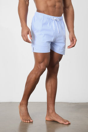 Fine Stripe Swim Short in Pale Blue/White - TAILORED ATHLETE - USA