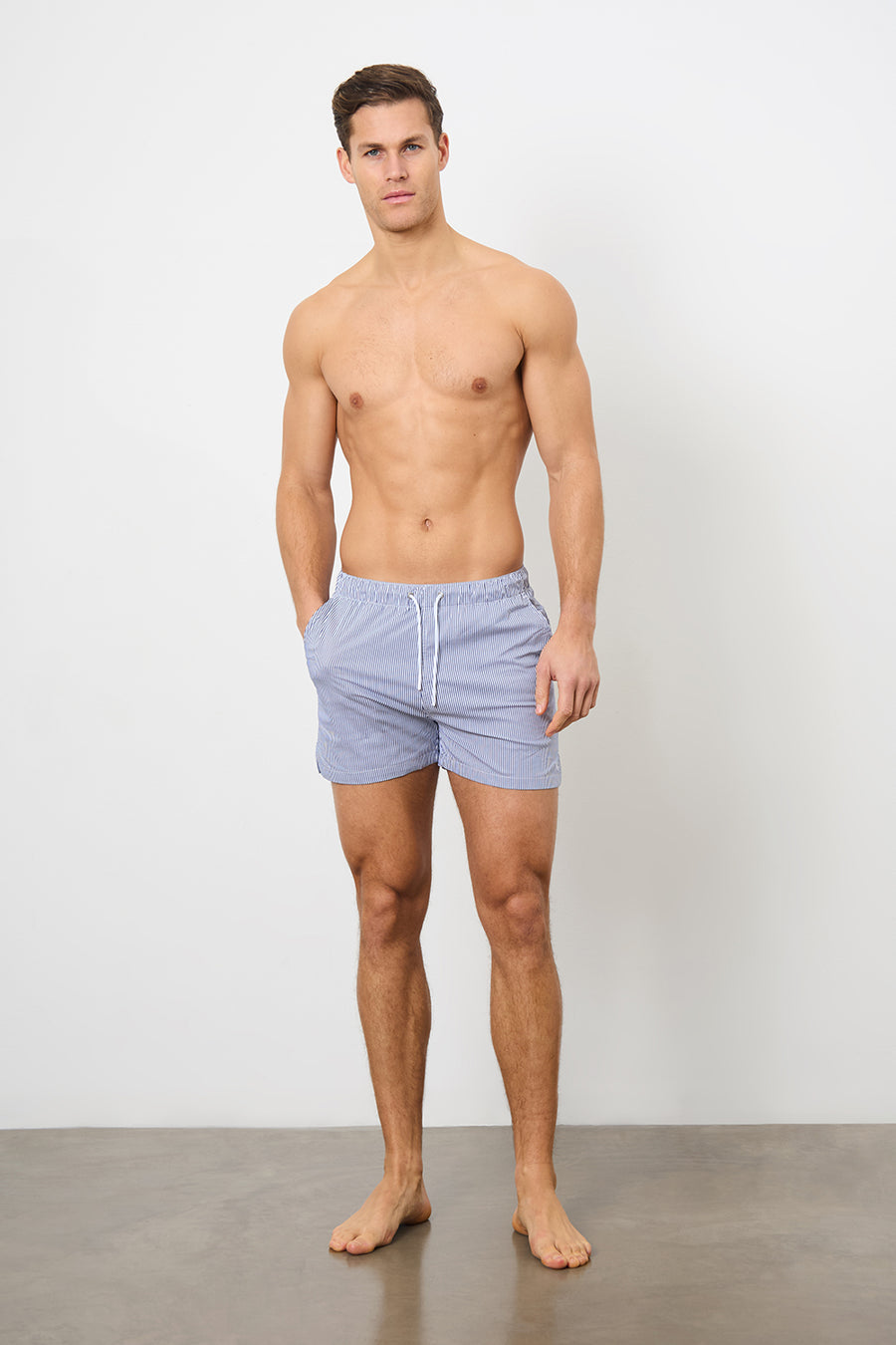 Fine Stripe Swim Short in Navy/White - TAILORED ATHLETE - USA