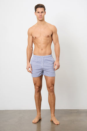 Fine Stripe Swim Short in Navy/White - TAILORED ATHLETE - USA