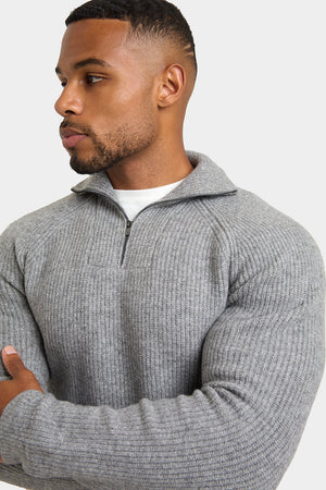 Fisherman Rib Quarter Zip in Soft Grey - TAILORED ATHLETE - USA