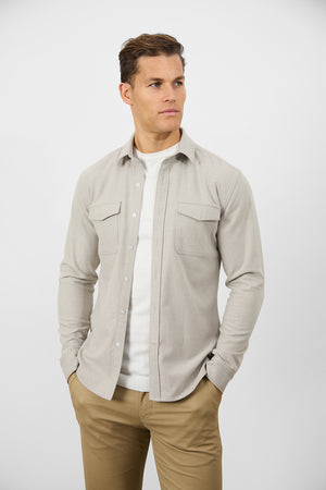 Flannel Overshirt in Sand - TAILORED ATHLETE - USA