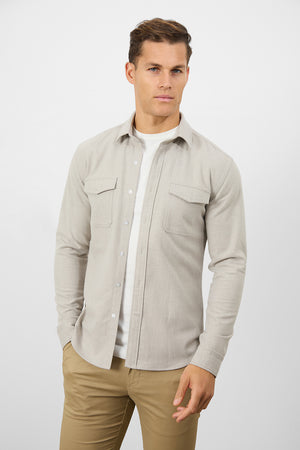 Flannel Overshirt in Sand - TAILORED ATHLETE - USA