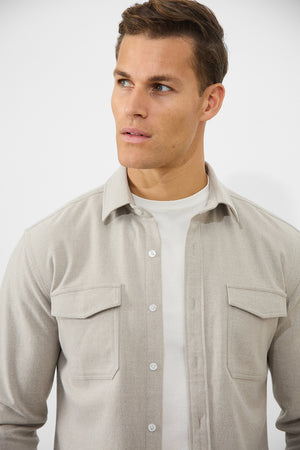 Flannel Overshirt in Sand - TAILORED ATHLETE - USA