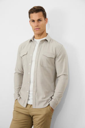 Flannel Overshirt in Sand - TAILORED ATHLETE - USA