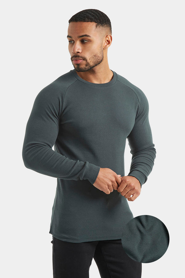 Rib Long Sleeve T-Shirt in Dark Forest