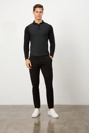 Geo Polo Shirt in Black - TAILORED ATHLETE - USA