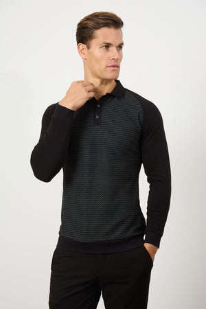 Geo Polo Shirt in Black - TAILORED ATHLETE - USA