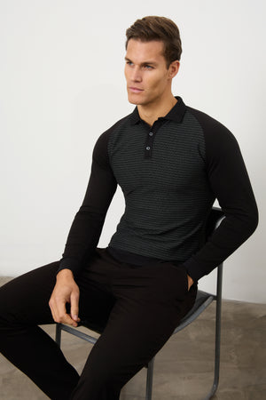 Geo Polo Shirt in Black - TAILORED ATHLETE - USA