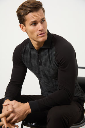 Geo Polo Shirt in Black - TAILORED ATHLETE - USA