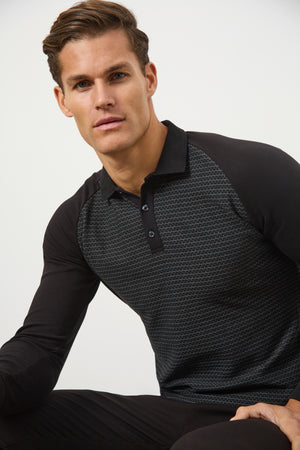 Geo Polo Shirt in Black - TAILORED ATHLETE - USA