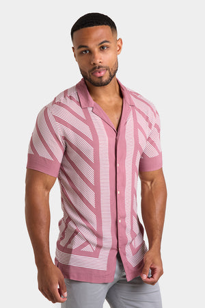 Printed Shirt in Dusky Pink Geometric Square - TAILORED ATHLETE - USA