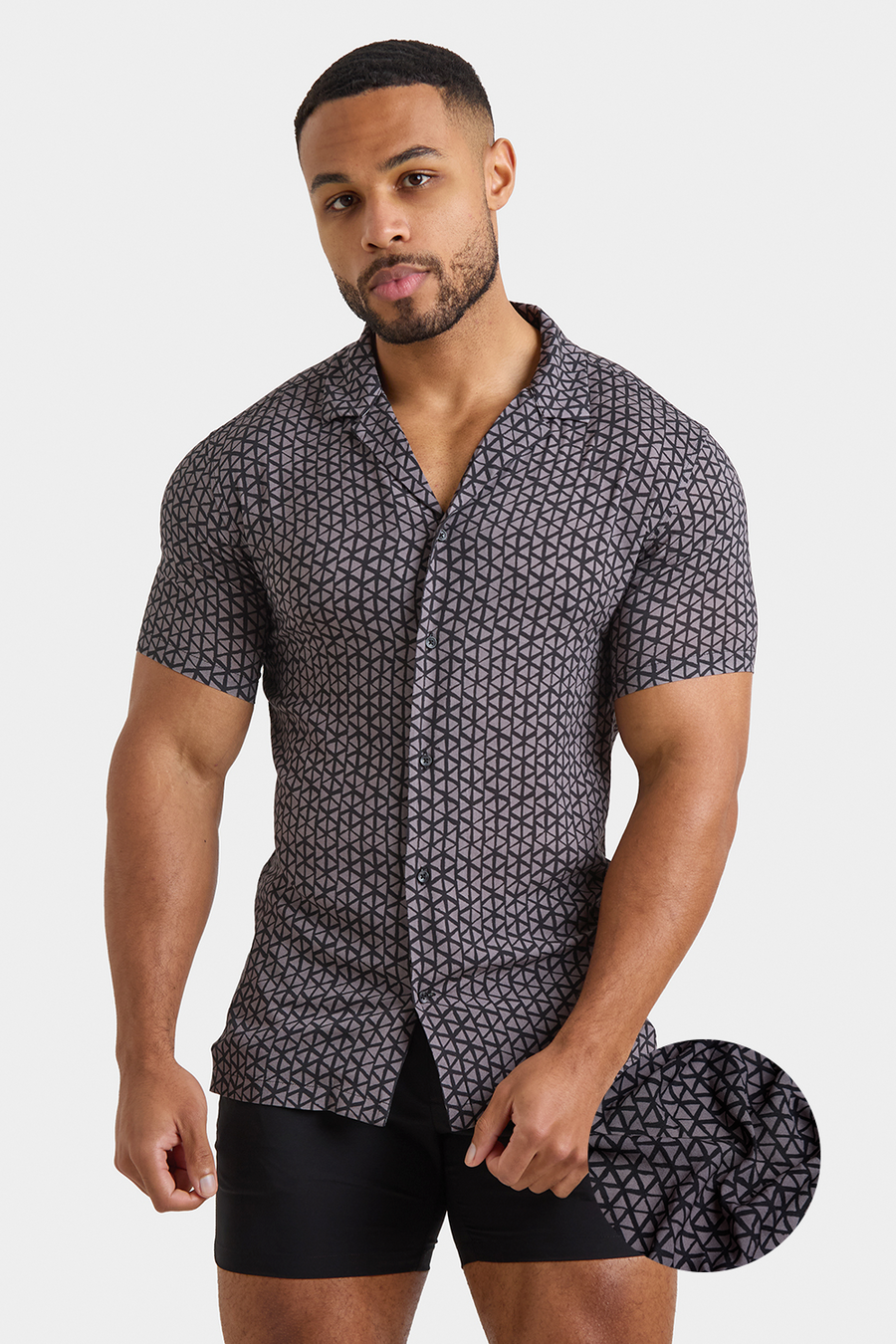 Printed Shirt in Black/Grey Doodle Geo - TAILORED ATHLETE - USA